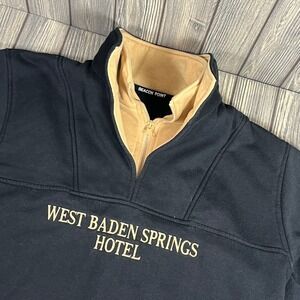 Beacon Point West Baden Springs Hotel 1/4 Zip Pullover Sz L Black Double Collar